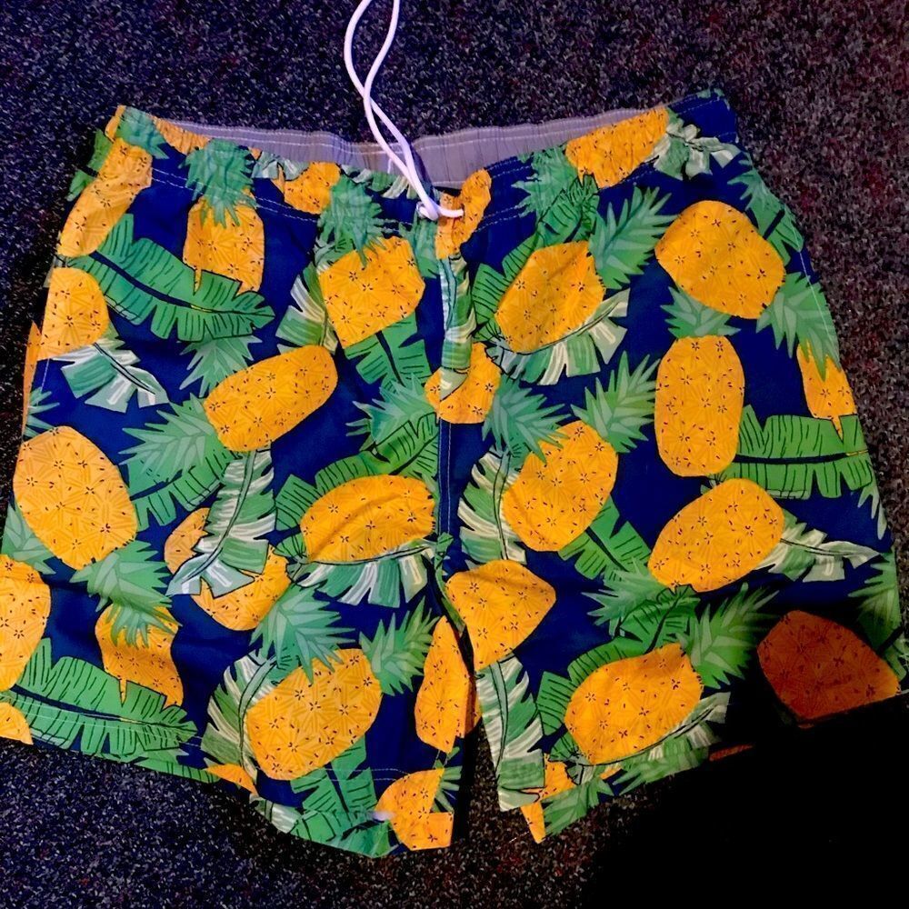 𝅺LANDS end men’s large swim suit pineapple print